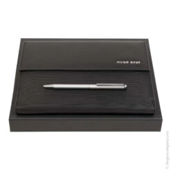 Hugo Boss Pinstripe Folder & Gear Pinstripe Ballpoint Pen Set